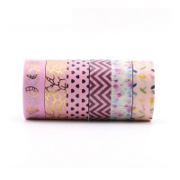 Ready to ship washi tape Single roll,  Waterproof Custom Printed Colored Gold Foil Sticky Washi Paper Tape